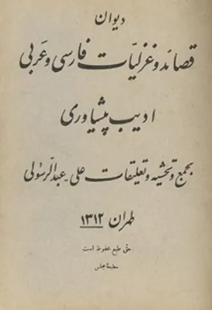 جلد کتاب دیوان ادیب پیشاوری